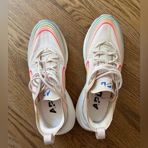 NWOT APL “Techloom Breeze” special edition rainbow stripe sneakers. Size 7.5.